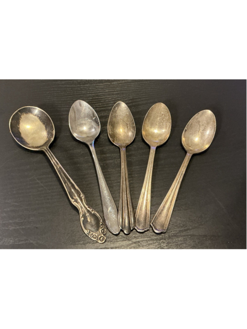 Vintage Silver Plate Spoon Lot Of 5 Mismatched Spoons ..